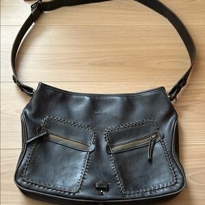 Matt & Nat Black Shoulder Bag with Zipper Pockets